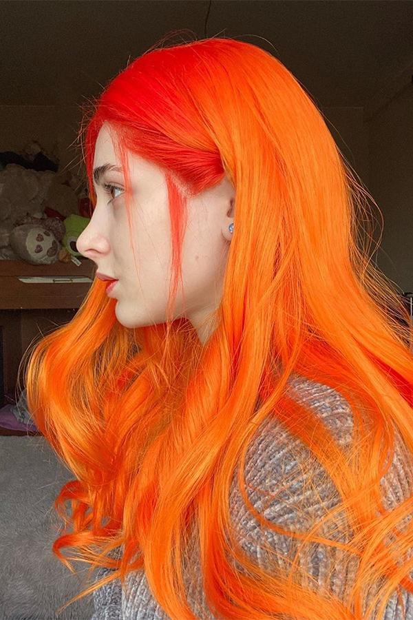 bright orange lace front wig