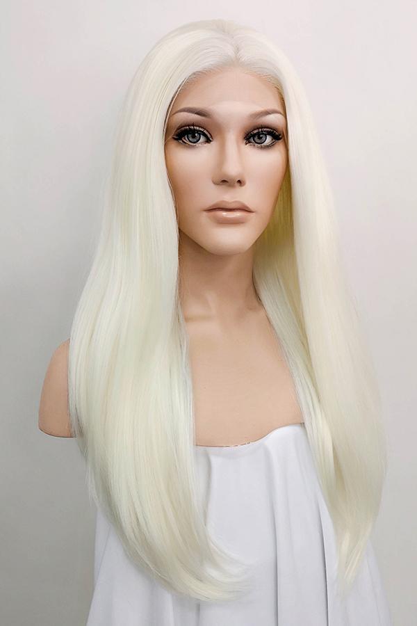 24 White Platinum Blonde Lace Front Synthetic Wig 20152