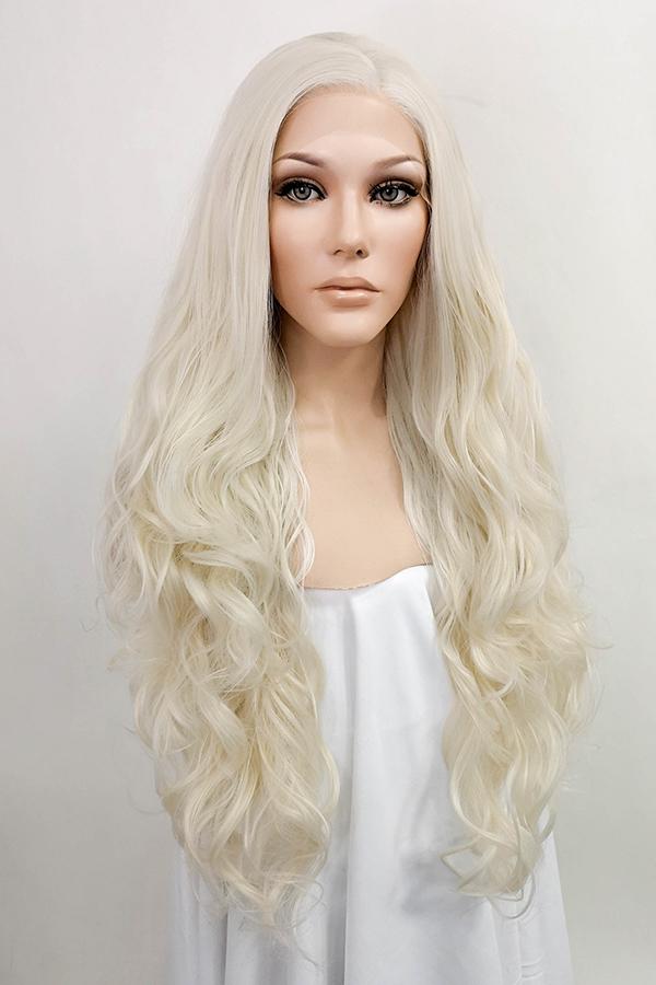 26 Platinum Blonde Lace Front Synthetic Wig 10032 – Starlite Hair