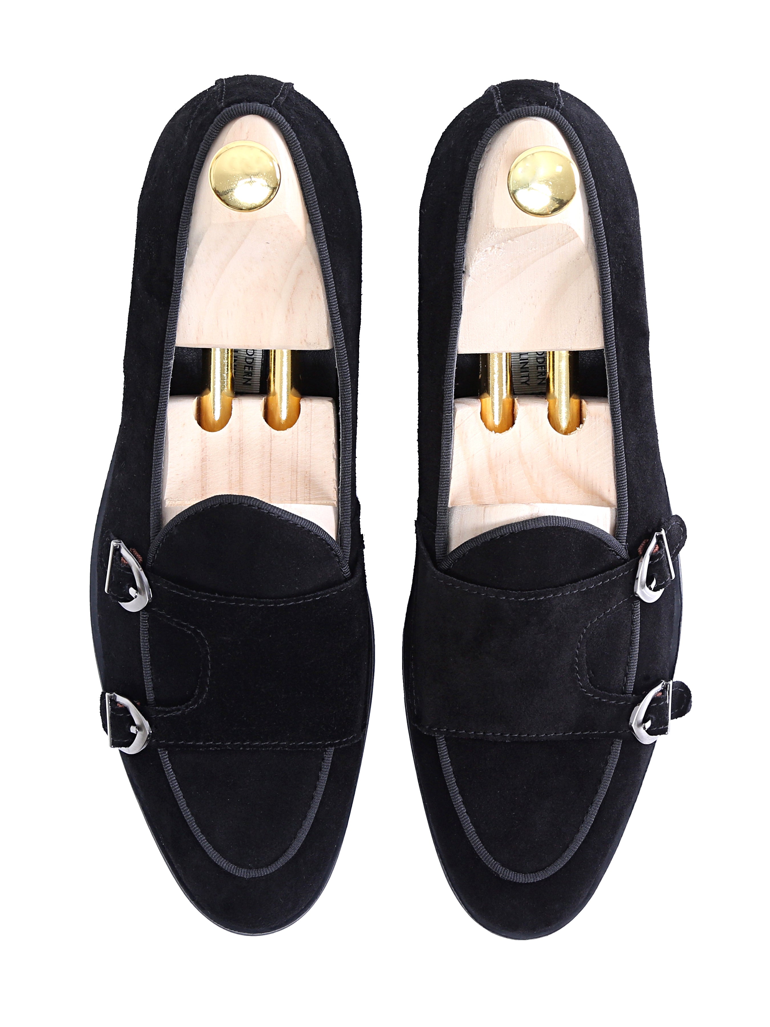 black suede monk shoes