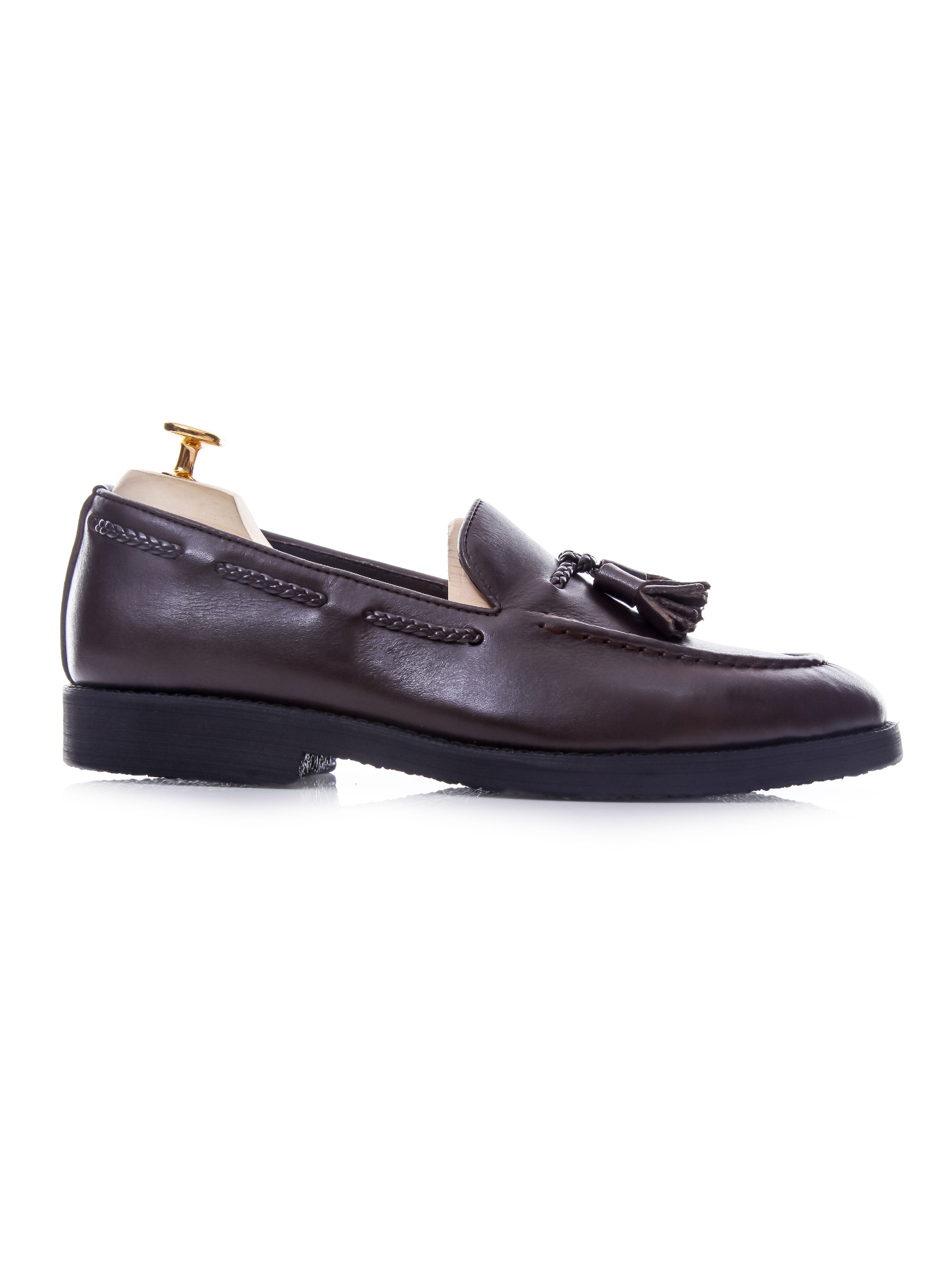 Tassel Loafer - Black Pebble Grain Leather (Crepe Sole) | Zeve Shoes