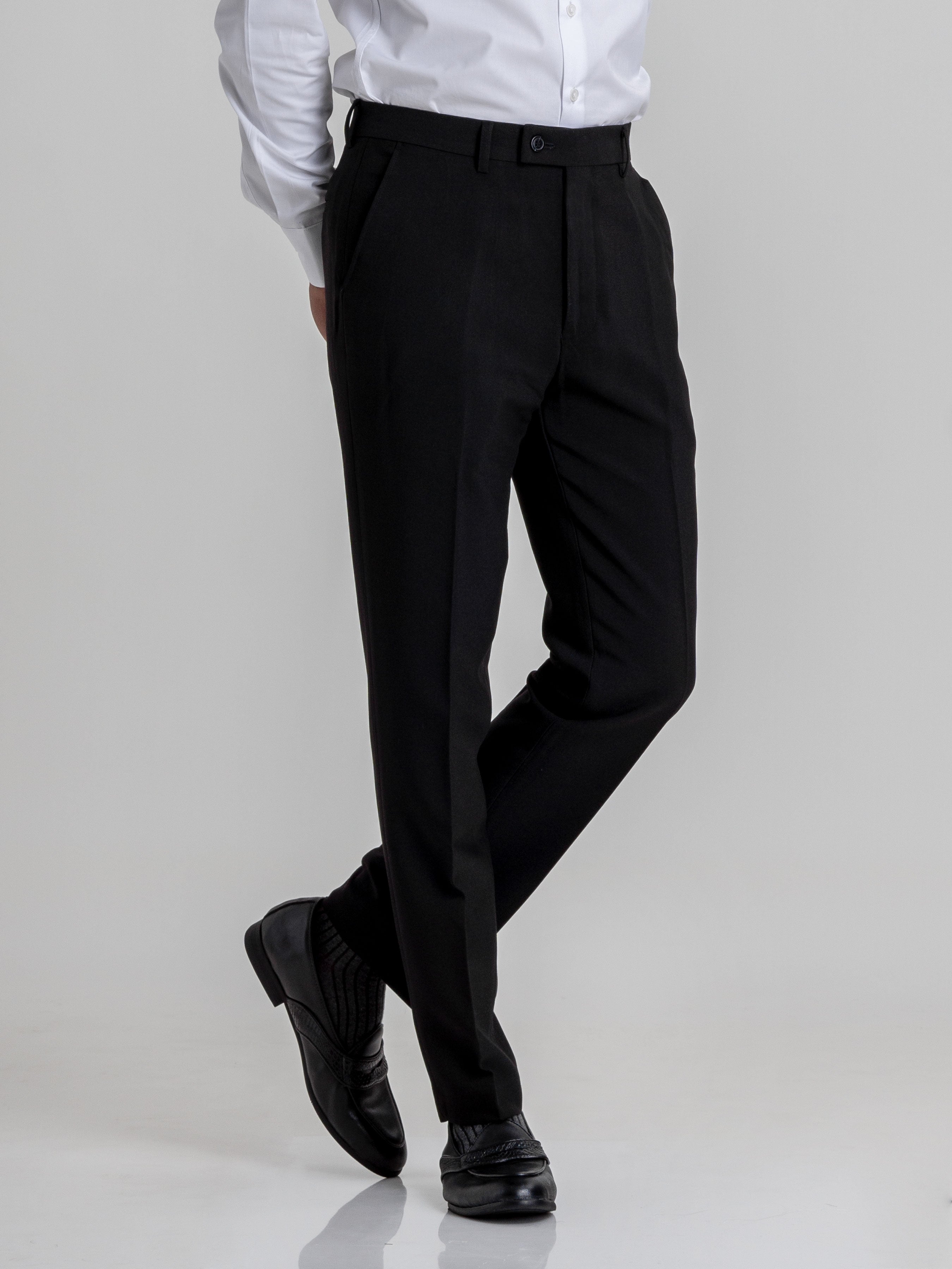 Trousers With Belt Loop  Black Pinstripes Stretchable  Zeve Shoes