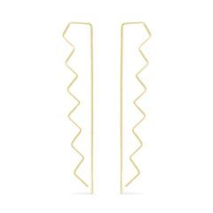 Elongated zigzag threader hoop earrings in gold