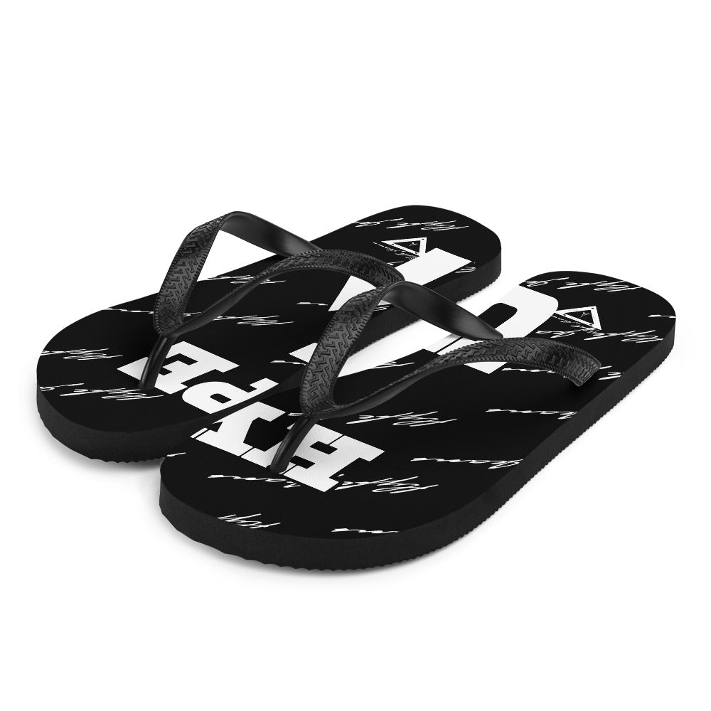 black cloth flip flops