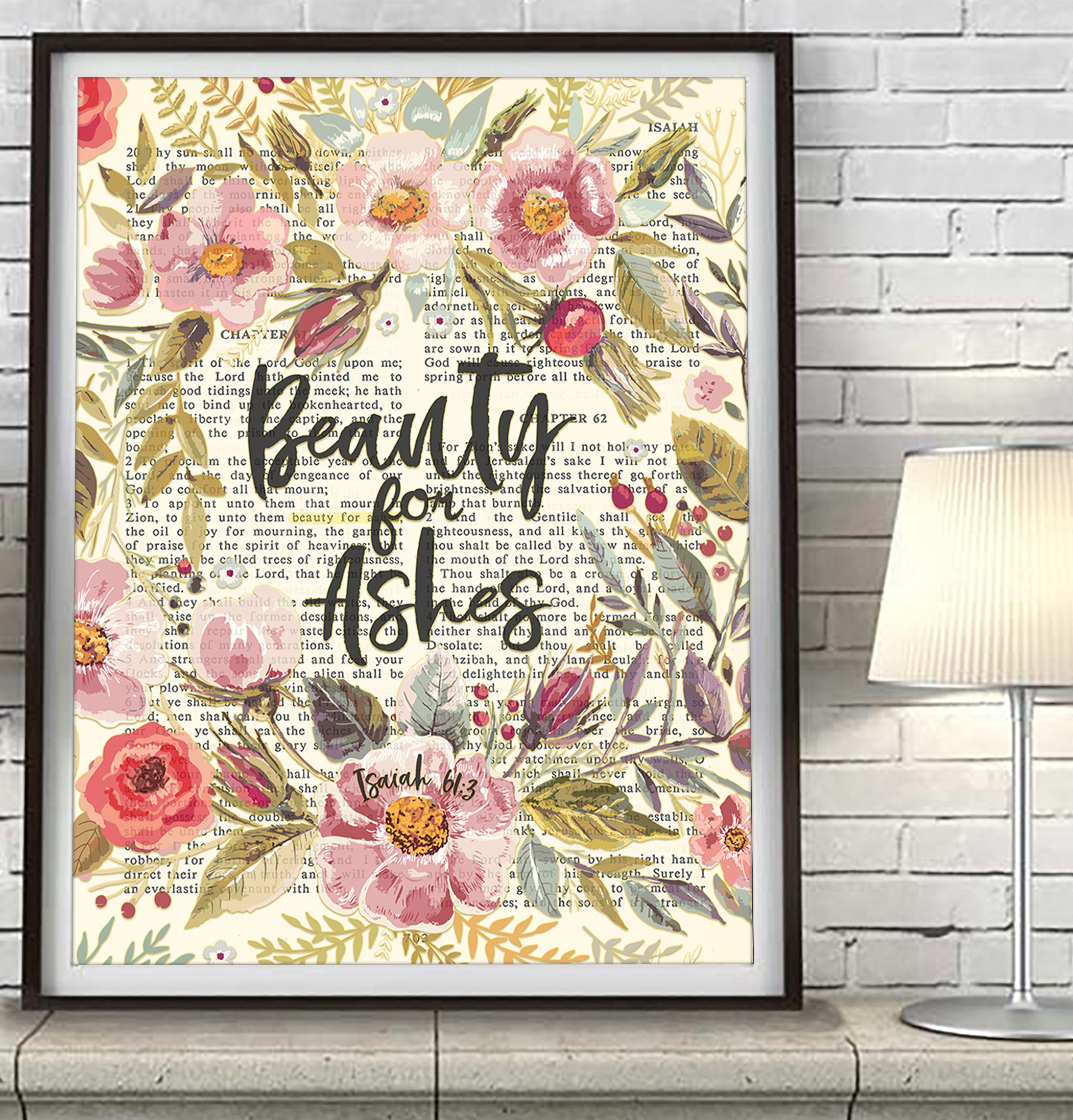 Beauty for Ashes - Isaiah 61:3 Vintage Bible Page Verse ...