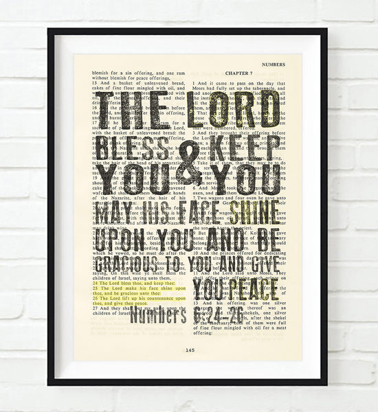 The Lord Bless You Numbers 6 24 26 Bible Page Art Print Parody Art Prints