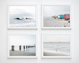 Misty Ocean Beach Photography Prints, Set of 4, Coastal Wall Decor