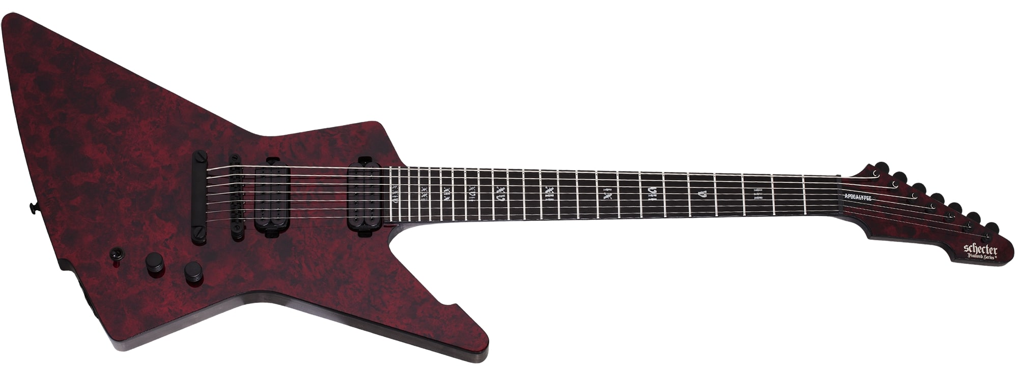 Schecter E-7 Apocalypse 7-String Electric Guitar, Red Reign 1311-SHC