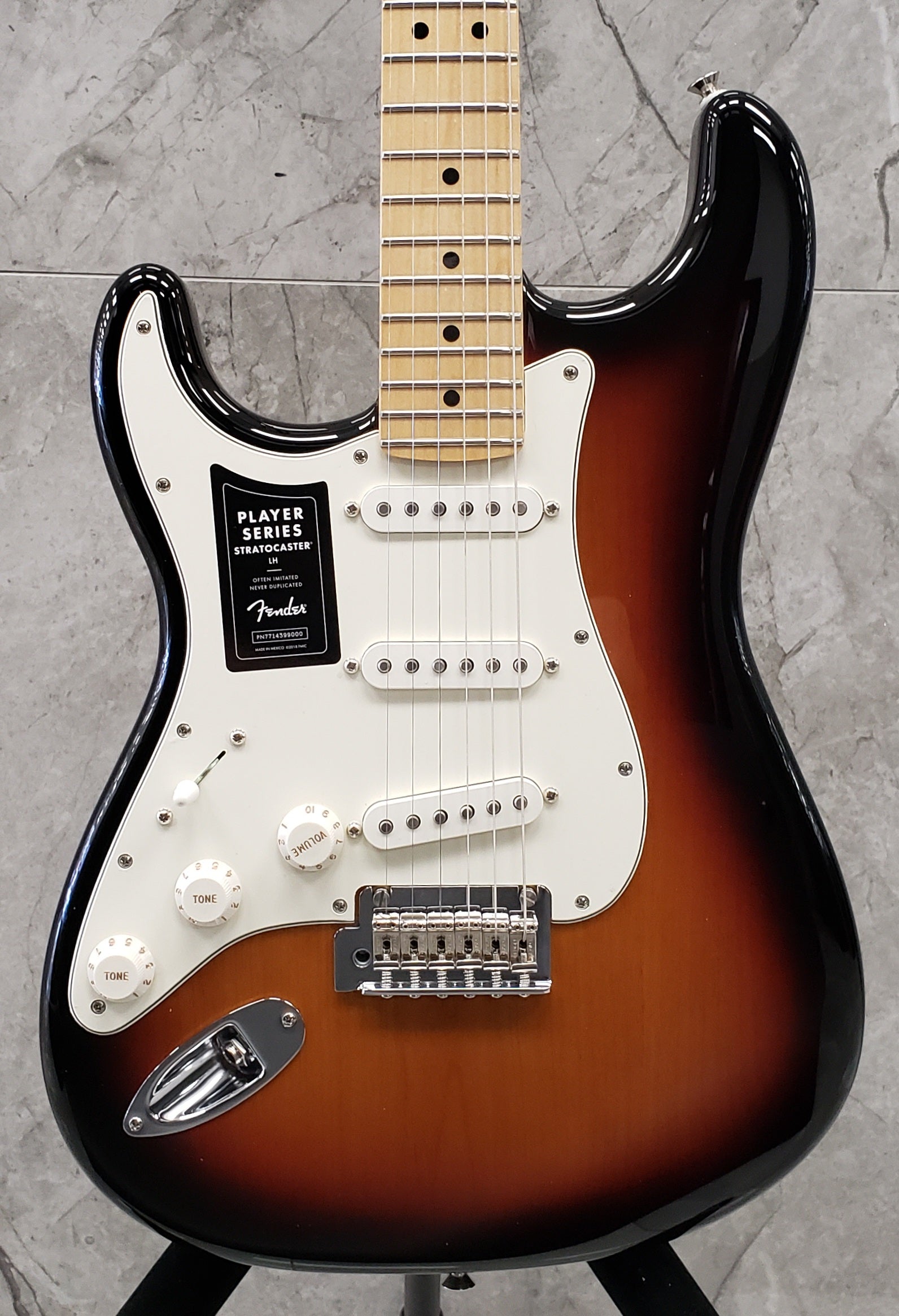 Fender Player Stratocaster Left Handed Maple Fingerboard, 3-Color