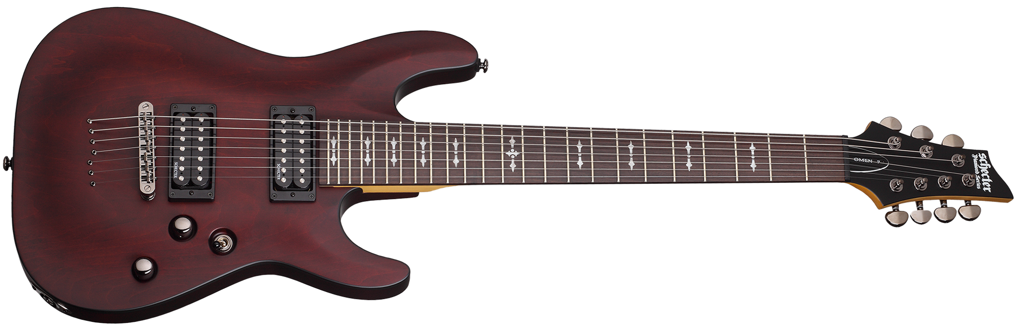 Schecter Omen Series OMEN-7-WSN Walnut Satin 7 String Guitar with Schecter  Diamond Plus 2068-SHC