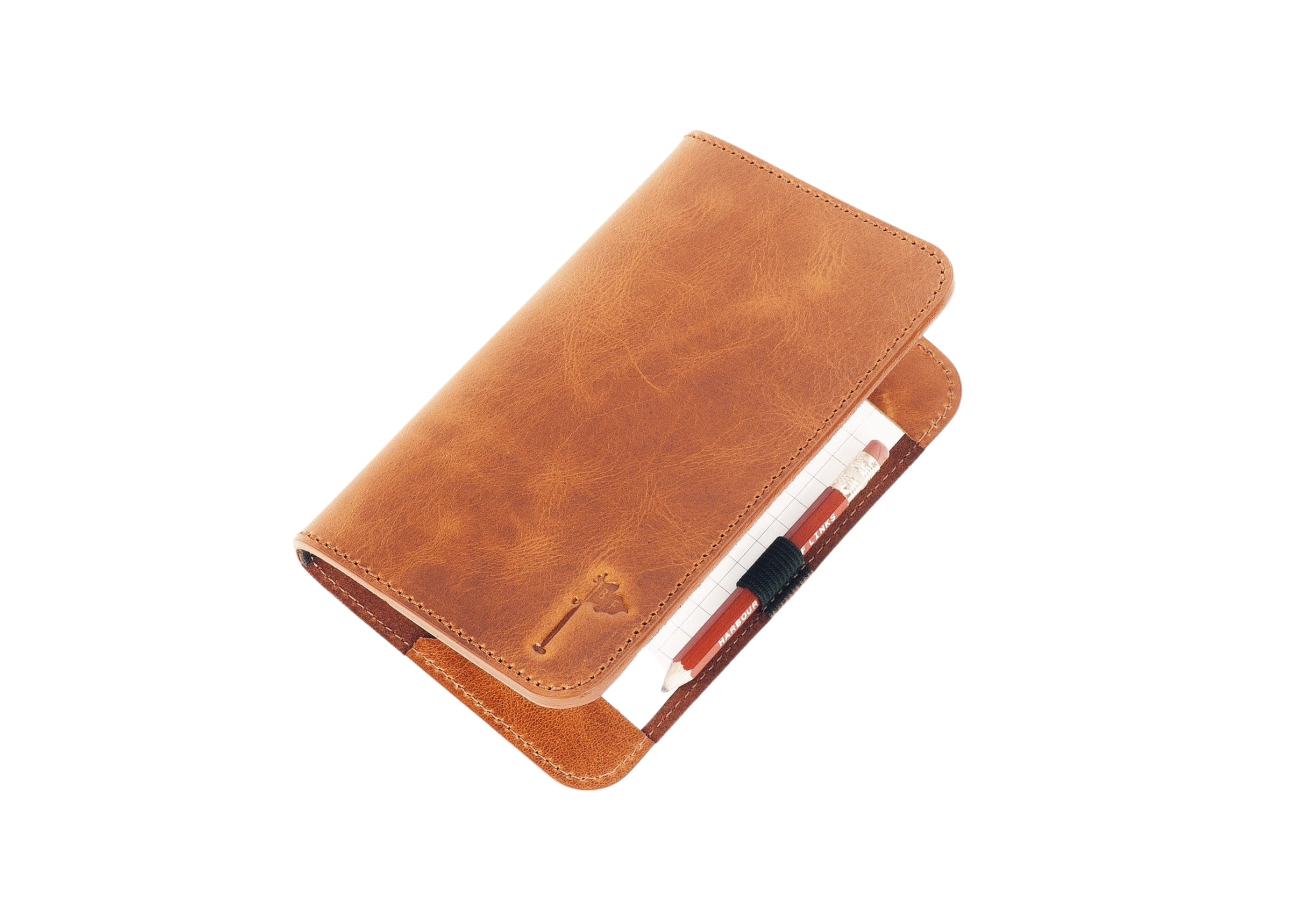 Leather Minimalist Golf Scorecard Holder in Vintage Tobacco Tan