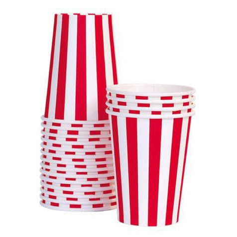 Festive Red and Green Candy Cane Striped Christmas Paper Cups