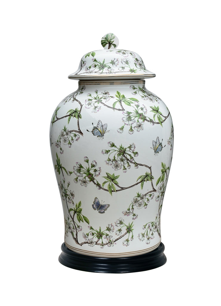 Beautiful Floral Blossom Porcelain Temple Jar 19"