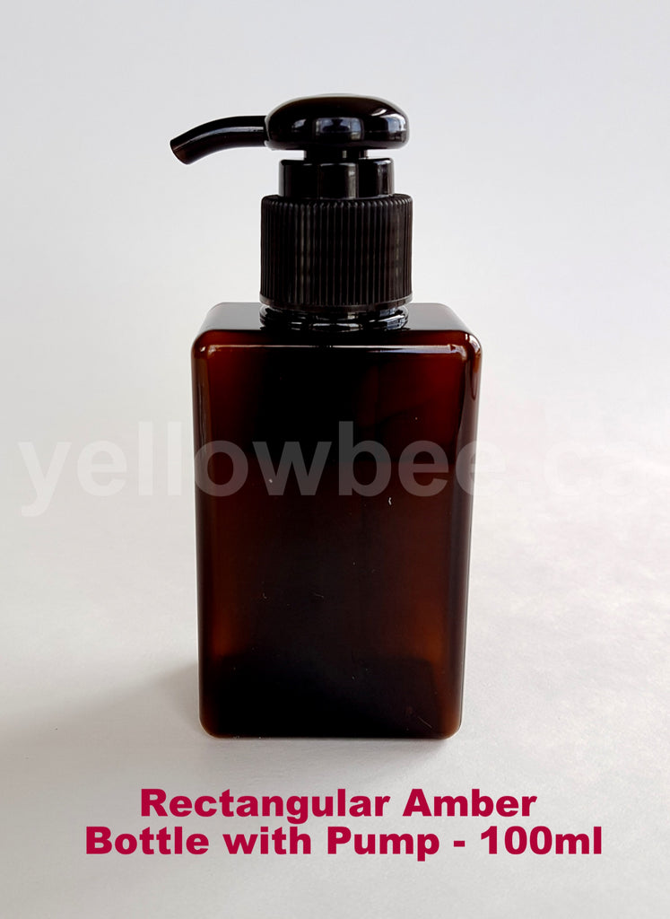 Download Rectangular Bottle With Dispensing Pump Amber 100ml Yellowbee Packaging And Supplies Inc Yellowimages Mockups
