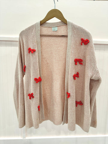 Crochet bows on sweater