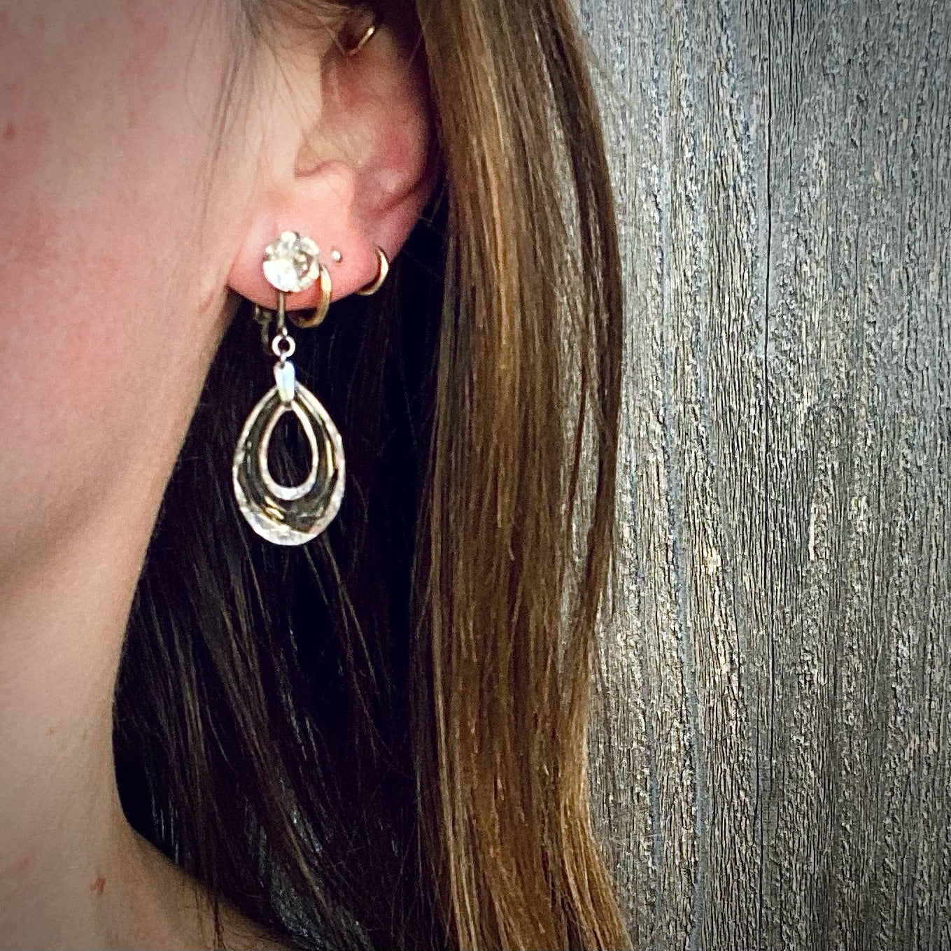 Carved Crystal & Sterling Silver Deco Earrings