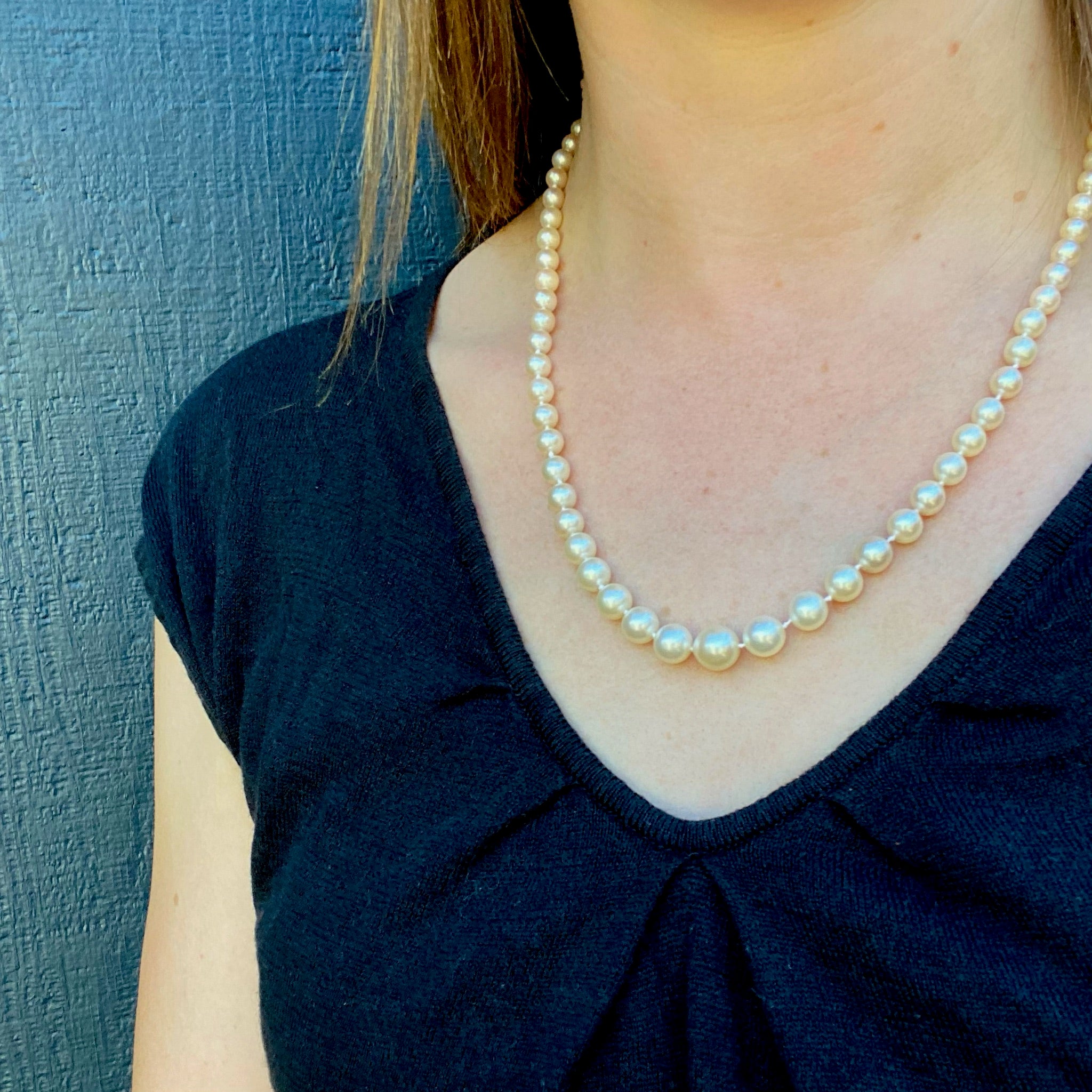 Glowing Matinee Length Strand of Vintage Pearls