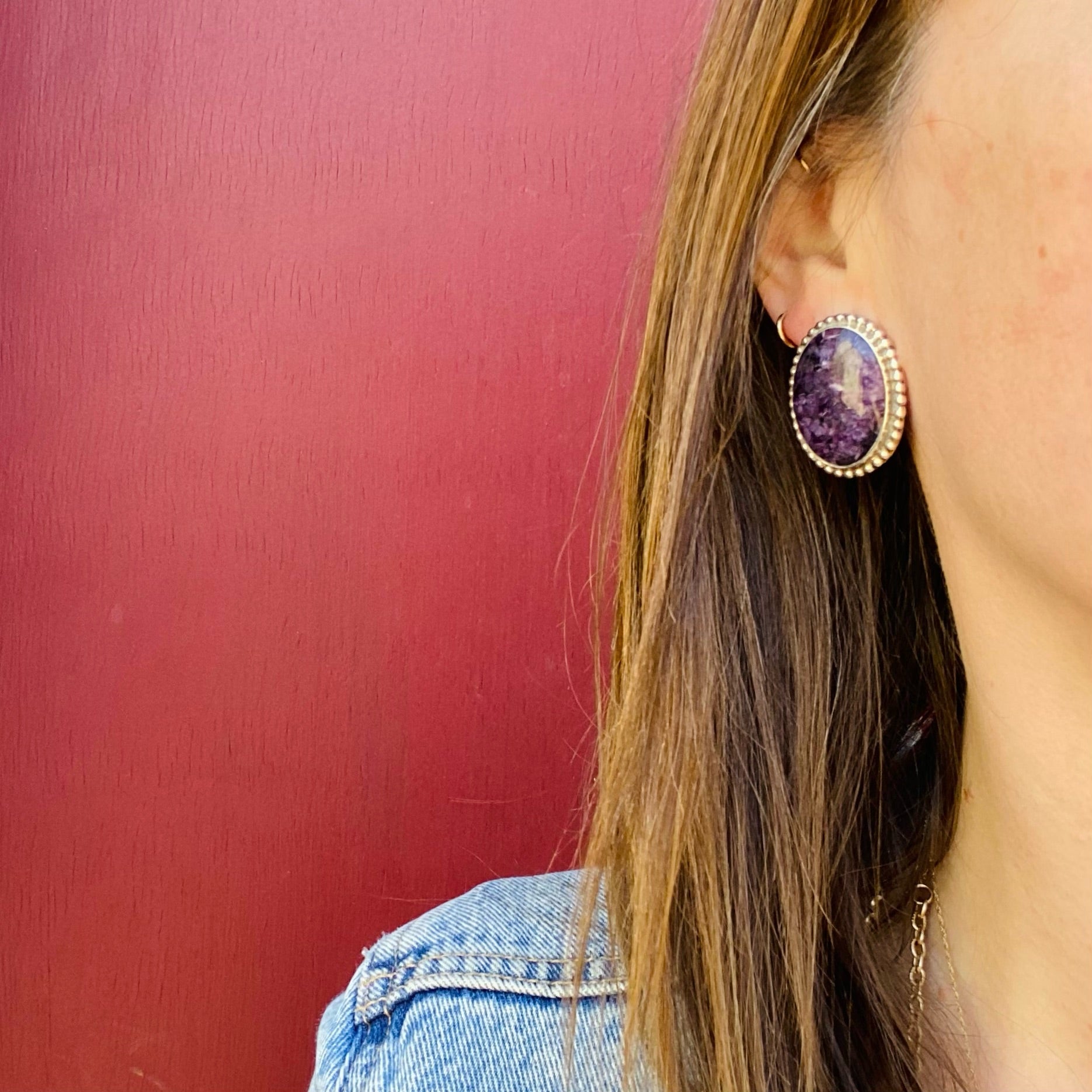 Purple Passion Charoite & Sterling Stud Earrings