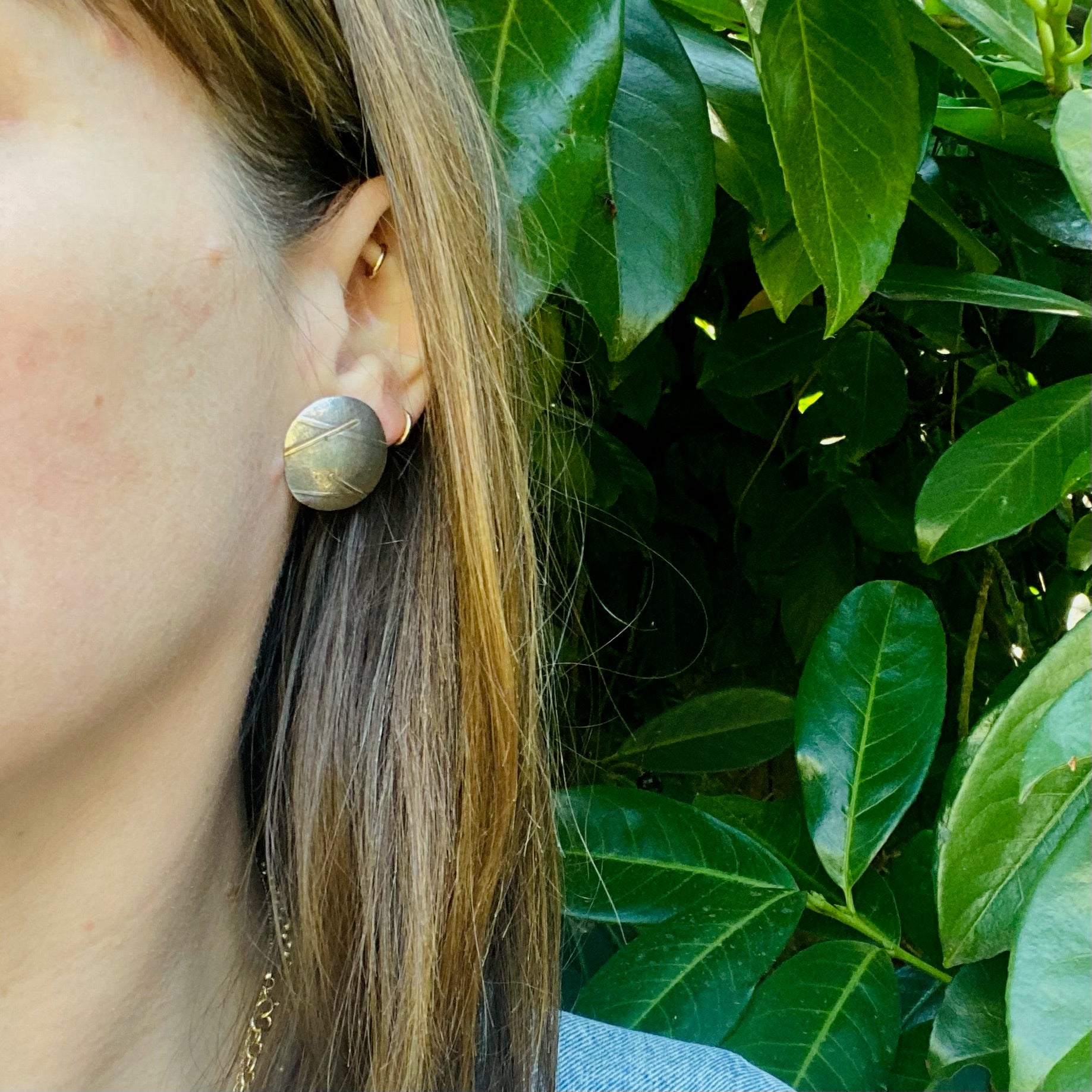 Abstract Geometry Silver Studs with Gold Accents