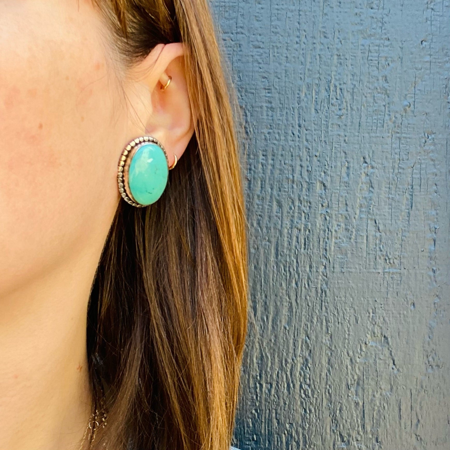 Sterling Stud Earrings with Incredible Turquoise