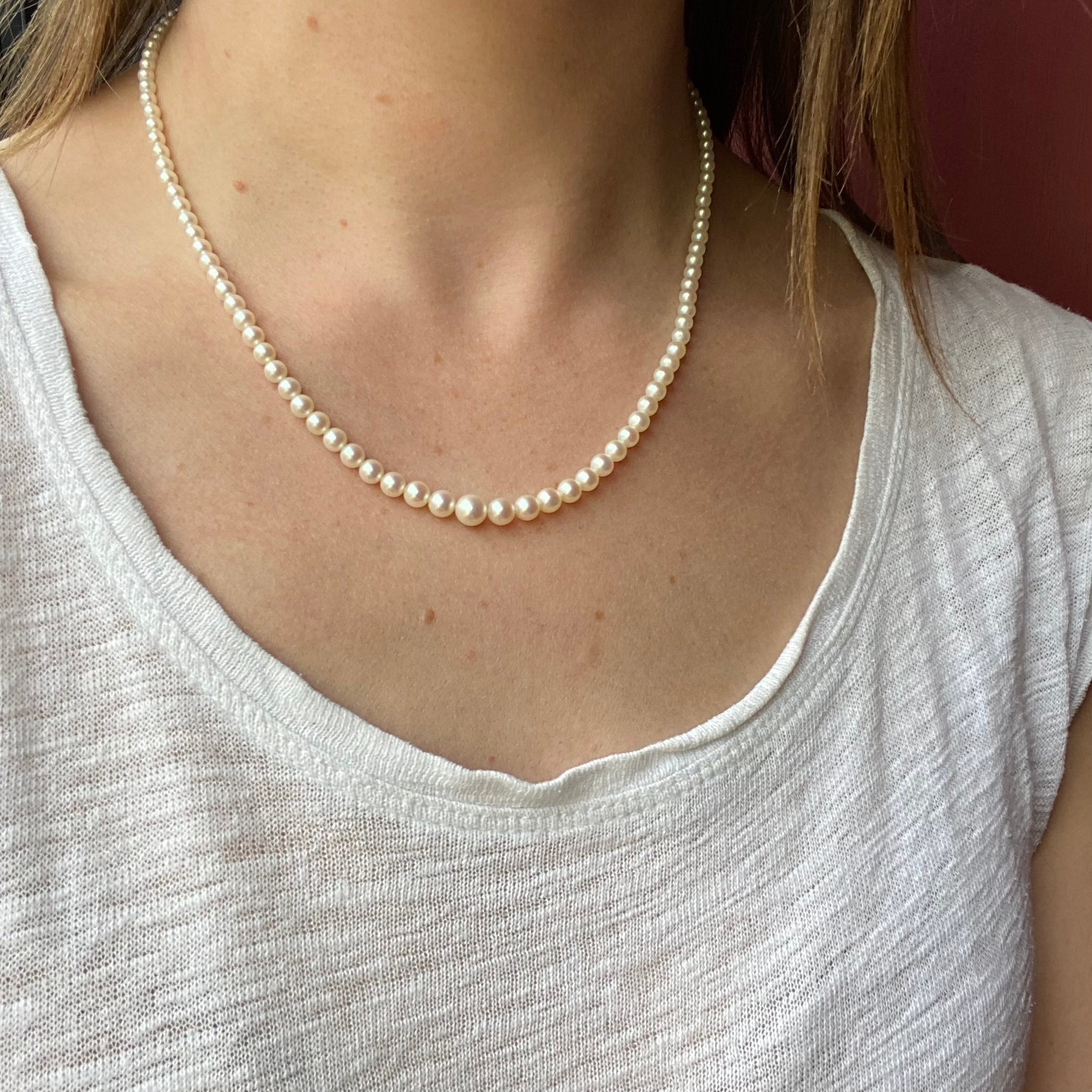 Princess Length Graduated Pearls with Pearl-Set Clasp