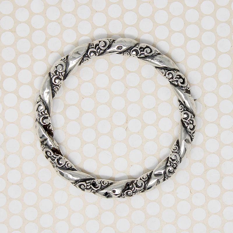 Vintage Silver Twist Bar Bangle 925