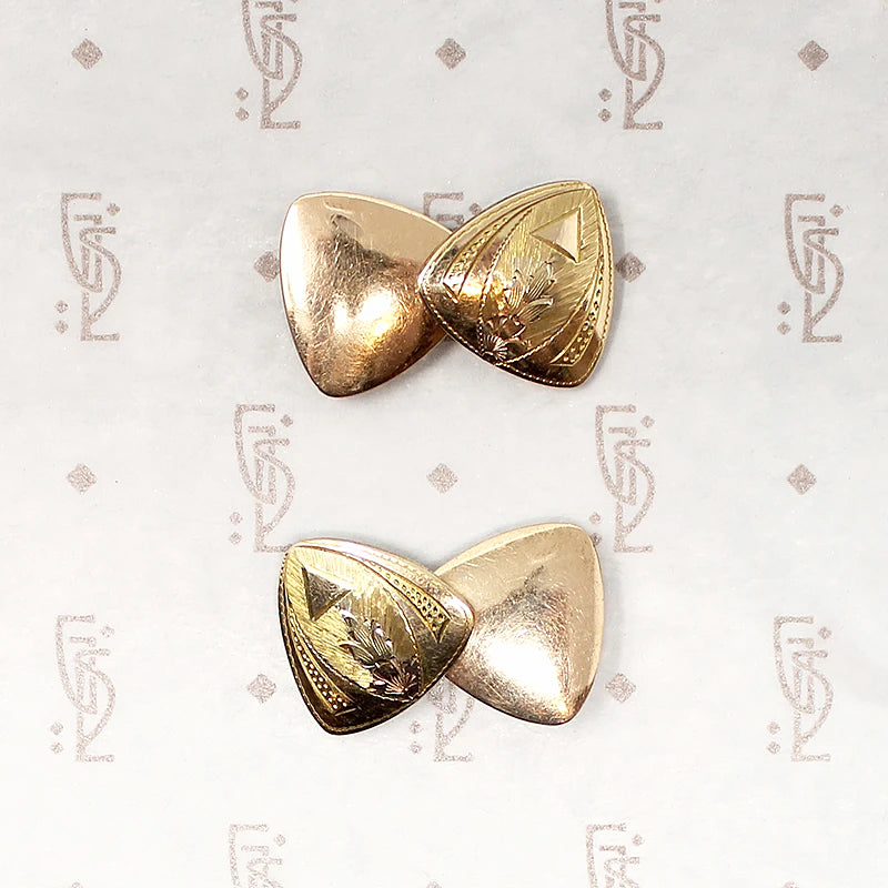 Engraved Trefoil Two-Tone Deco Cufflinks