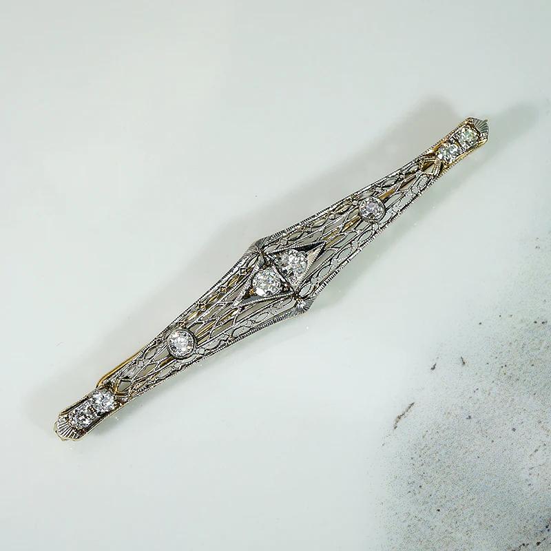 Edwardian Diamond & Platinum filigree Necklace - Fereshteh Broumand Inc