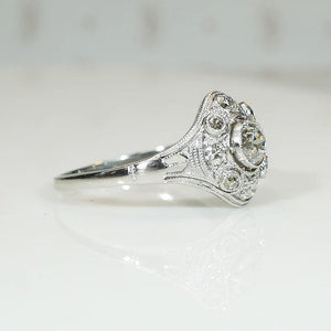 Edwardian Diamond & Platinum Ring with Pretty Details