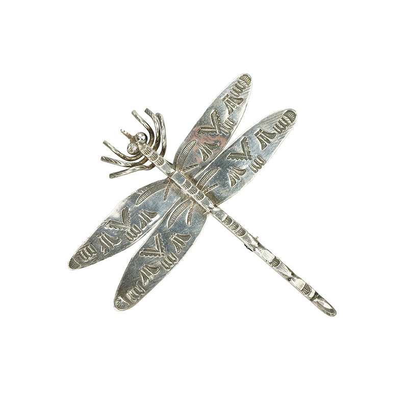 Vintage Coin Silver Dragonfly Brooch 