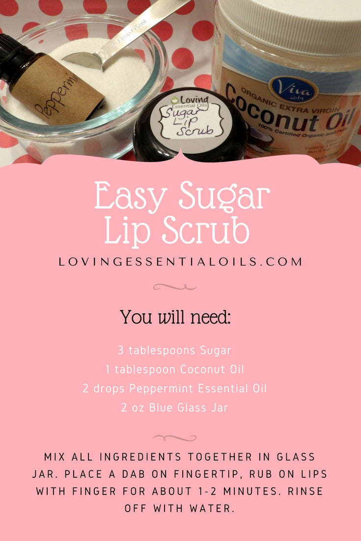 DIY Easy Sugar Lip Scrub Recipe For Soft Kissable Lips by Loving Essential Oils