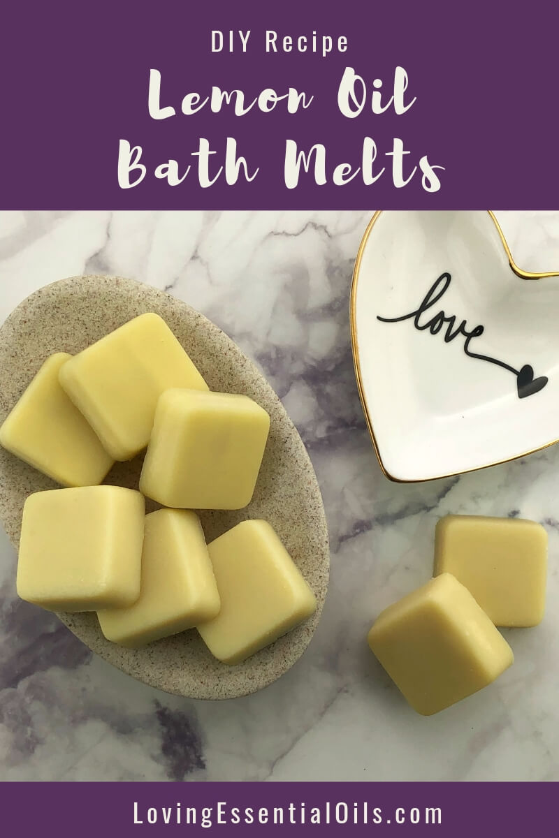 What are Essential Oil Bath Melts? DIY Lemon Scented Bath Melt Blend by Loving Essential Oils | DIY Essential Oil Recipe | Shea butter, Coconut oil, Cocoa butter wafers, Lemon Essential Oil!