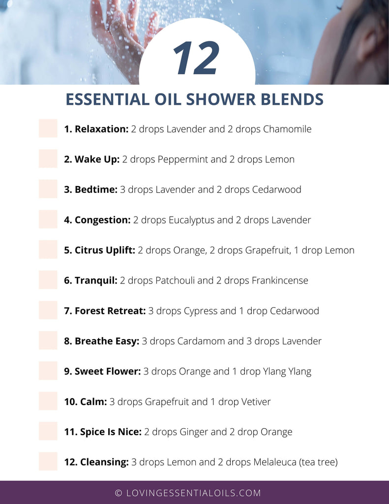 Essential Oil Shower Blends - PDF Download by Loving Essential OIls and Aromatherapist Jennifer Lane