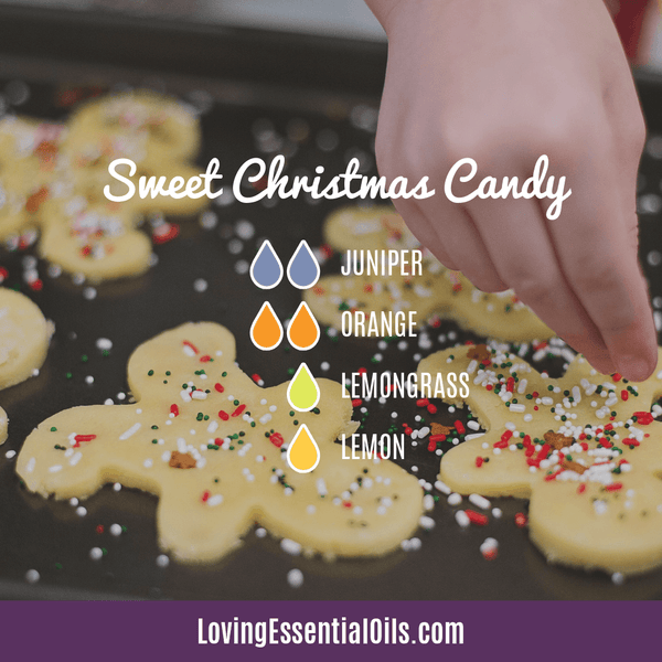 Holiday Essential Oil Diffuser Recipes - Sweet Christmas Candy with Juniper, Orange, Lemon and Lemongrass by Loving Essential Oils