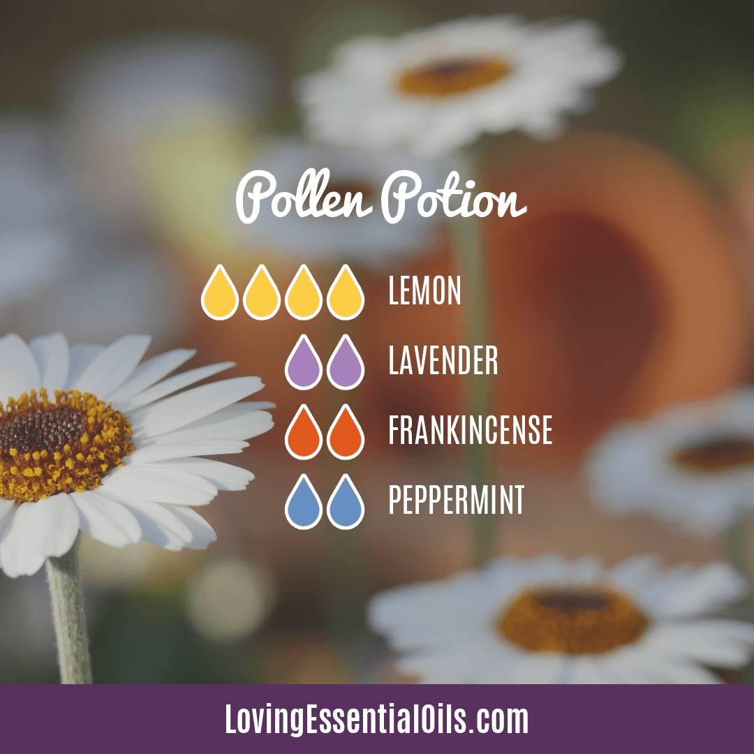 Diffuser Blend for Allergies - Pollen Potion by Loving Essential Oils with lemon, lavender, frankincense, and peppermint