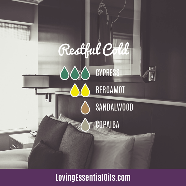 Cold diffuser blend by Loving Essential Oils | Restful Cold with cypress, bergamot, sandalwood, copaiba essential oil