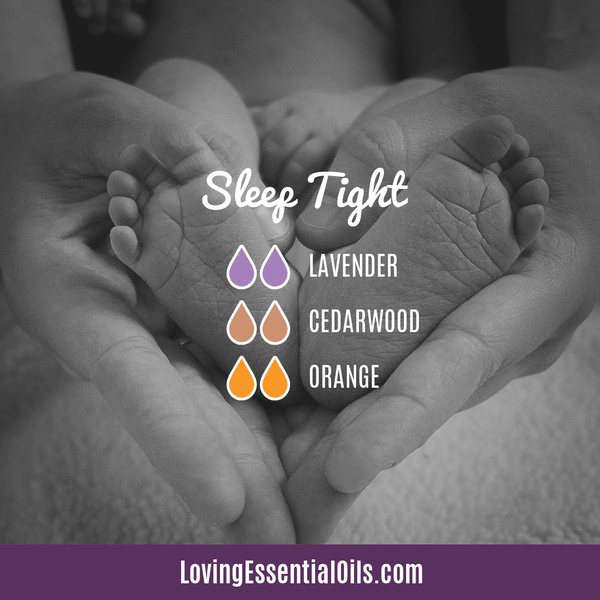 Diffuser Recipes for Bedtime - Sleep Tight by Loving Essential Oils with lavender, cedarwood, and orange