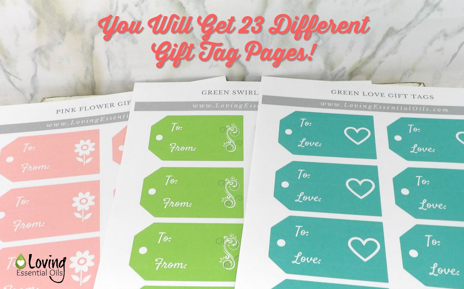 Free Printable Blank Gift Tags For DIY Essential Oi Recipes, Gift Bags, Gift baskets, Birthdays, Weddings