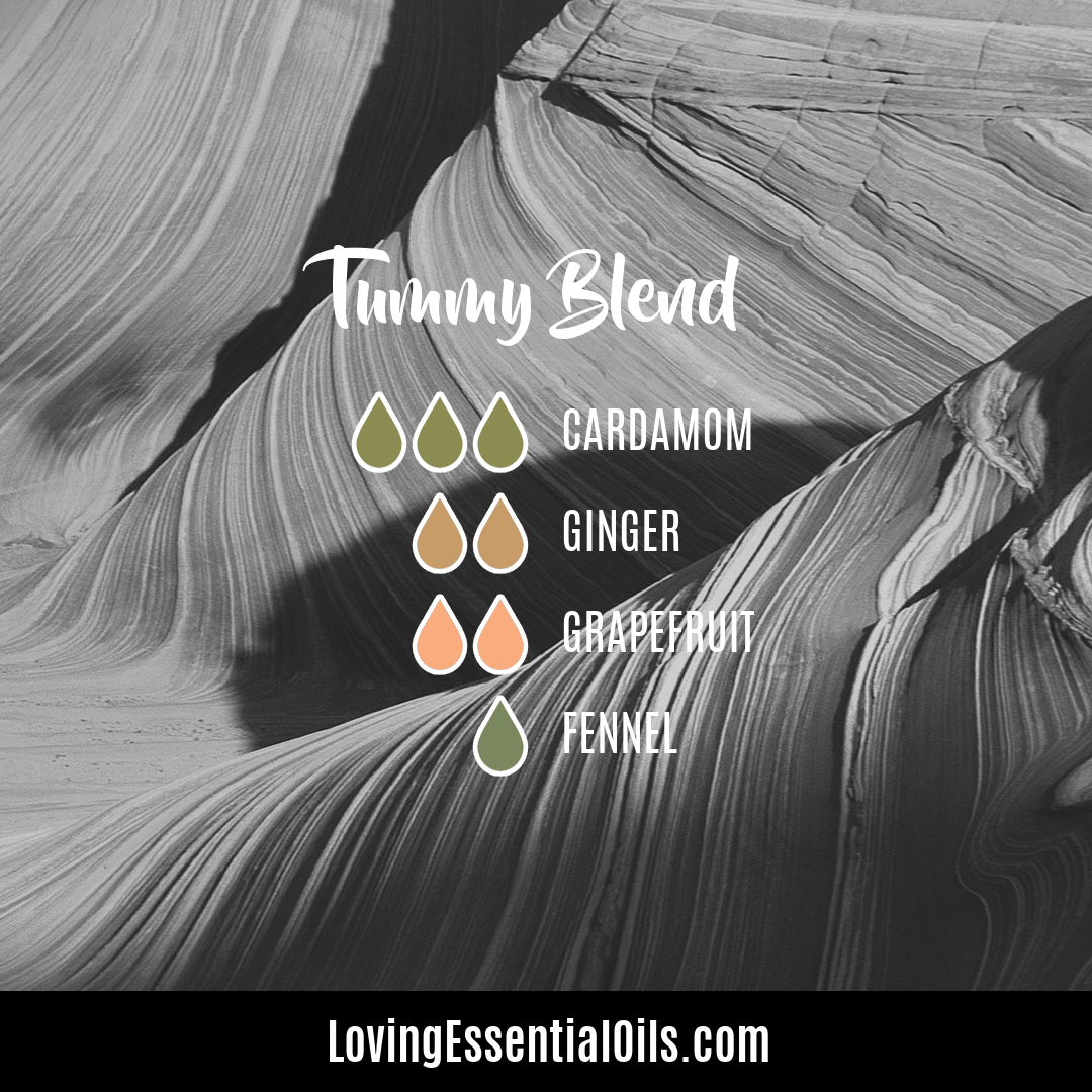 Ginger diffuser blend for nausea - Tummy Blend by Loving Essential Oils