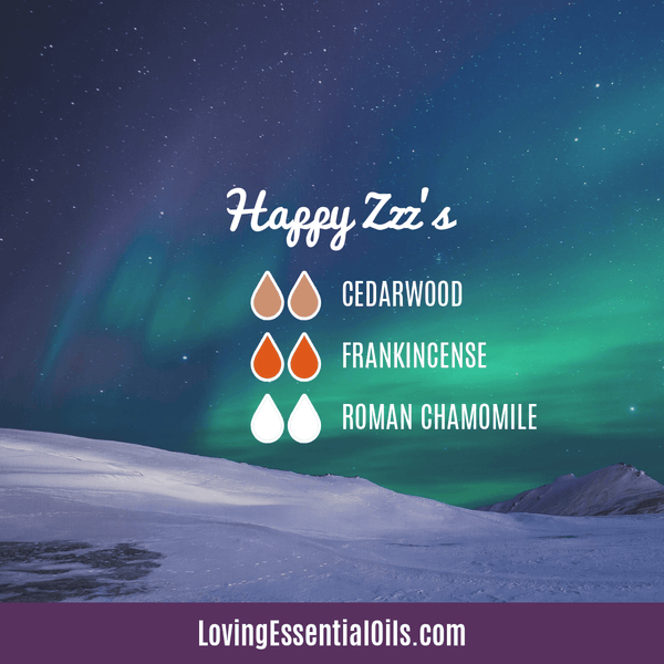 Happy Zzzz's diffuser blend by Loving Essential Oils - Cedarwood, frankincense, roman chamomile