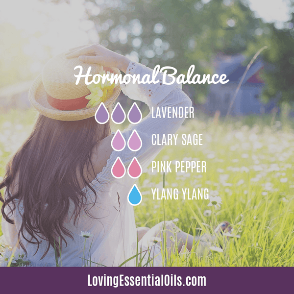 Lavender Diffuser Blend Recipes by Loving Essential Oils | Hormonal Balance with lavender, clary sage, pink pepper, and ylang ylang essential oil