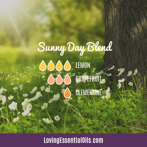 Lemon Essential Oil Diffuser Recipes - Free Printable by Loving Essential Oils | Sunny Day Blend with grapefruit and clementine