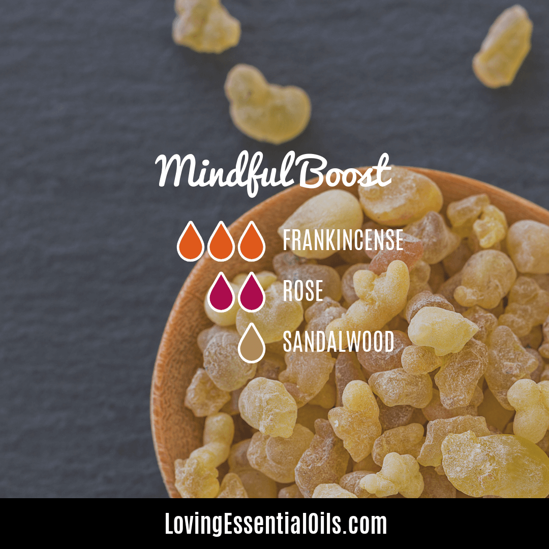 Mindful boost diffuser blend with rose and frankincense by Loving Essential Oils