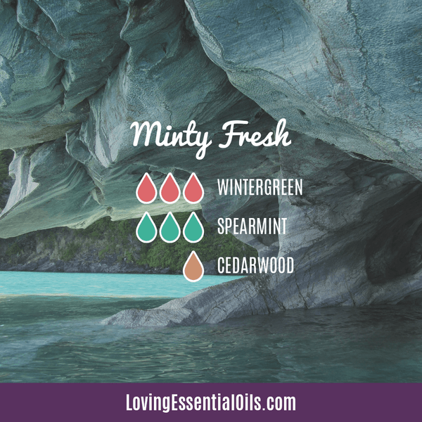 Uplifting Essential Oil Blend Recipes by Loving Essential Oils | Minty Fresh with wintergreen, spearmint, and cedarwood