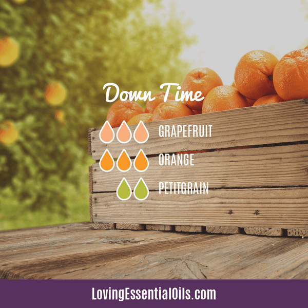 Orange Diffuser Recipes - Down Time Essential Oil Blend by Loving Essential Oils with grapefruit, orange and petitgrain