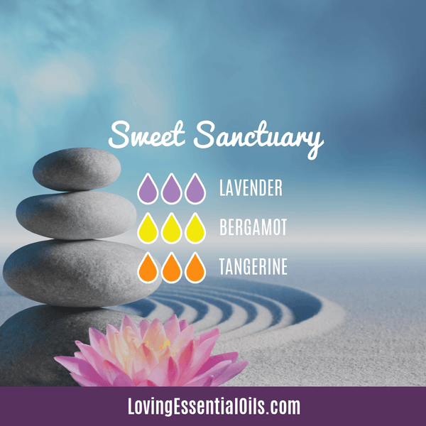 Peace and Calming Essential Oil Blend Recipe by Loving Essential Oils with lavender, bergamot and tangerine