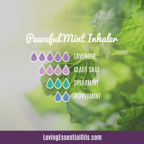 Peppermint and Spearmint Essential Oil Blends by Loving Essential Oils | Peaceful Mint Inhaler Blend with Lavender and Clary Sage
