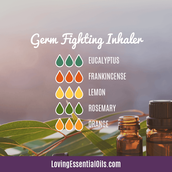 Germ Fighting Inhaler Blend Recipe with Orange Essential Oil by Loving Essential Oils | Includes orange, rosemary, lemon, frankincense and eucalyptus