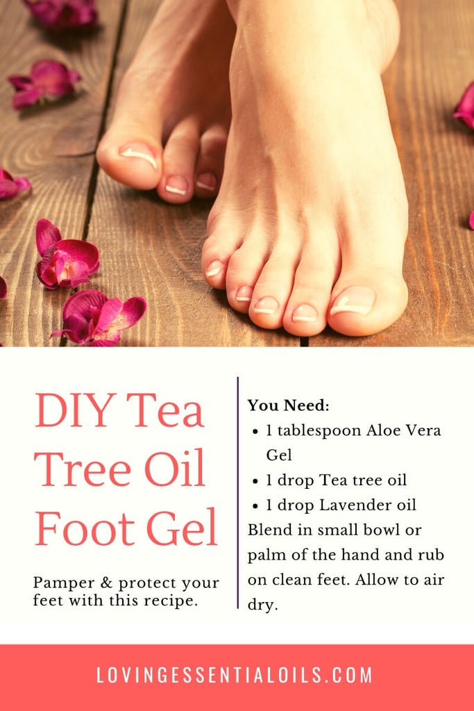 Homemade Tea Tree Oil Foot Gel Recipe - Use this essential oil blend after tea tree foot bath