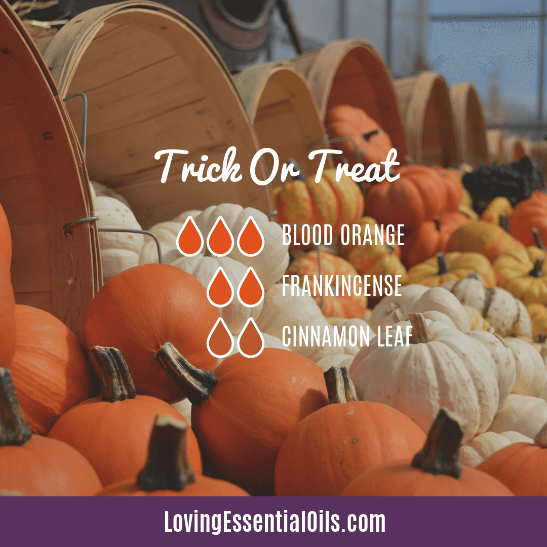 Trick or Treat Diffuser Blend for Halloween by Loving Essential Oils with blood orange, frankincense and cinnamon